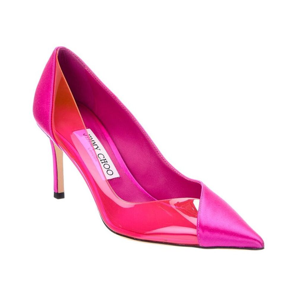 Jimmy Choo Cass 75 Satin & Plexi Pump, Pink